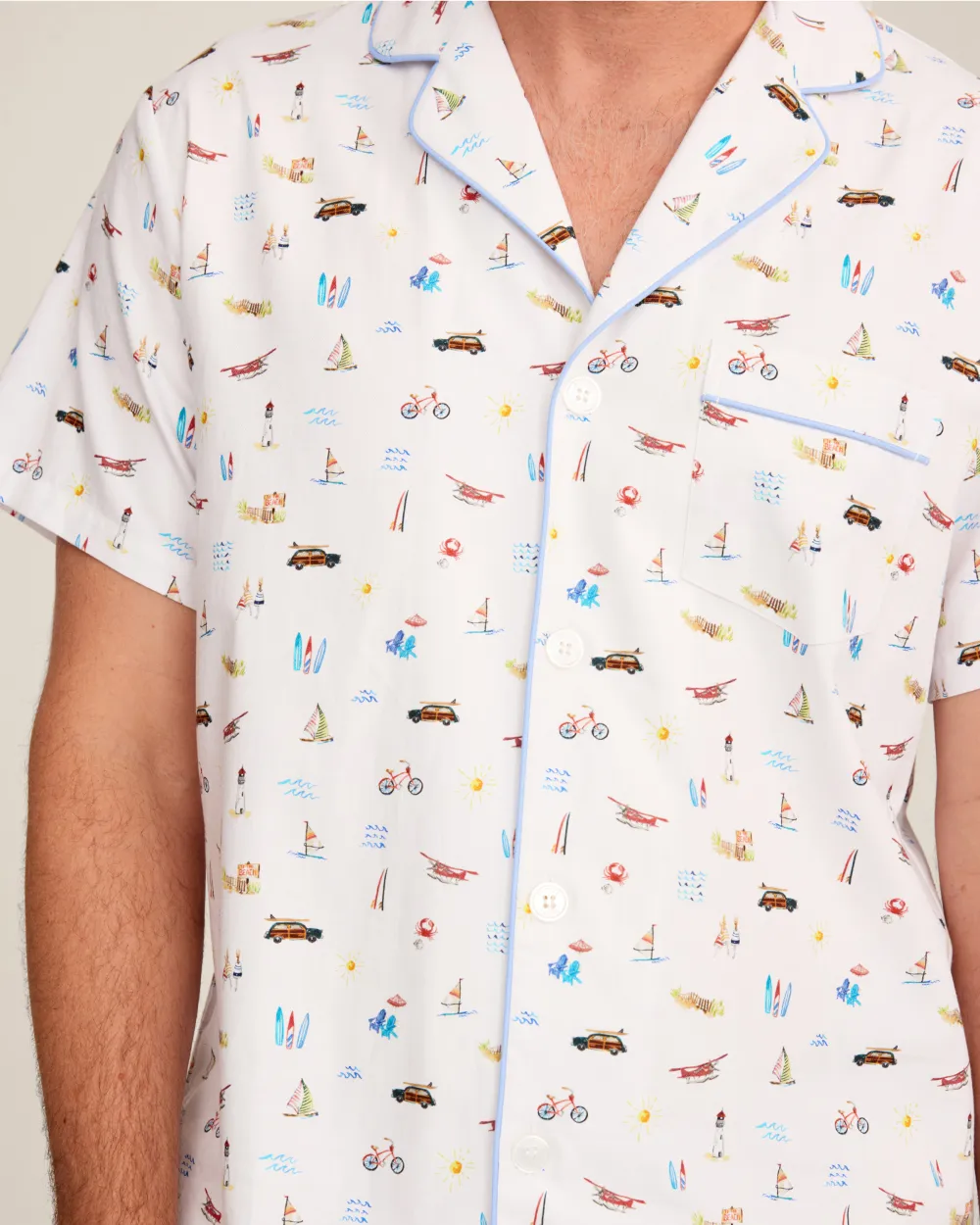 Nostalgia Print Twill Pajama Short Set