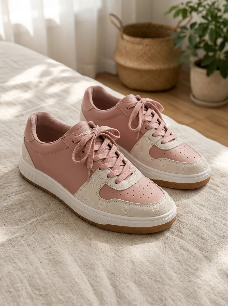 Women's Daisy Floral Pattern Everyday Skate Shoes