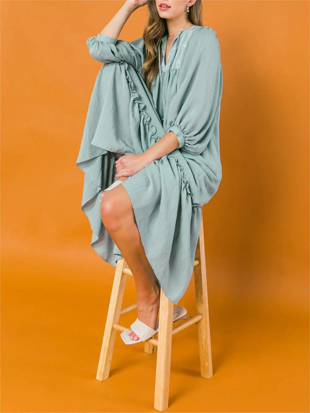 Tied Neck Midi Dress