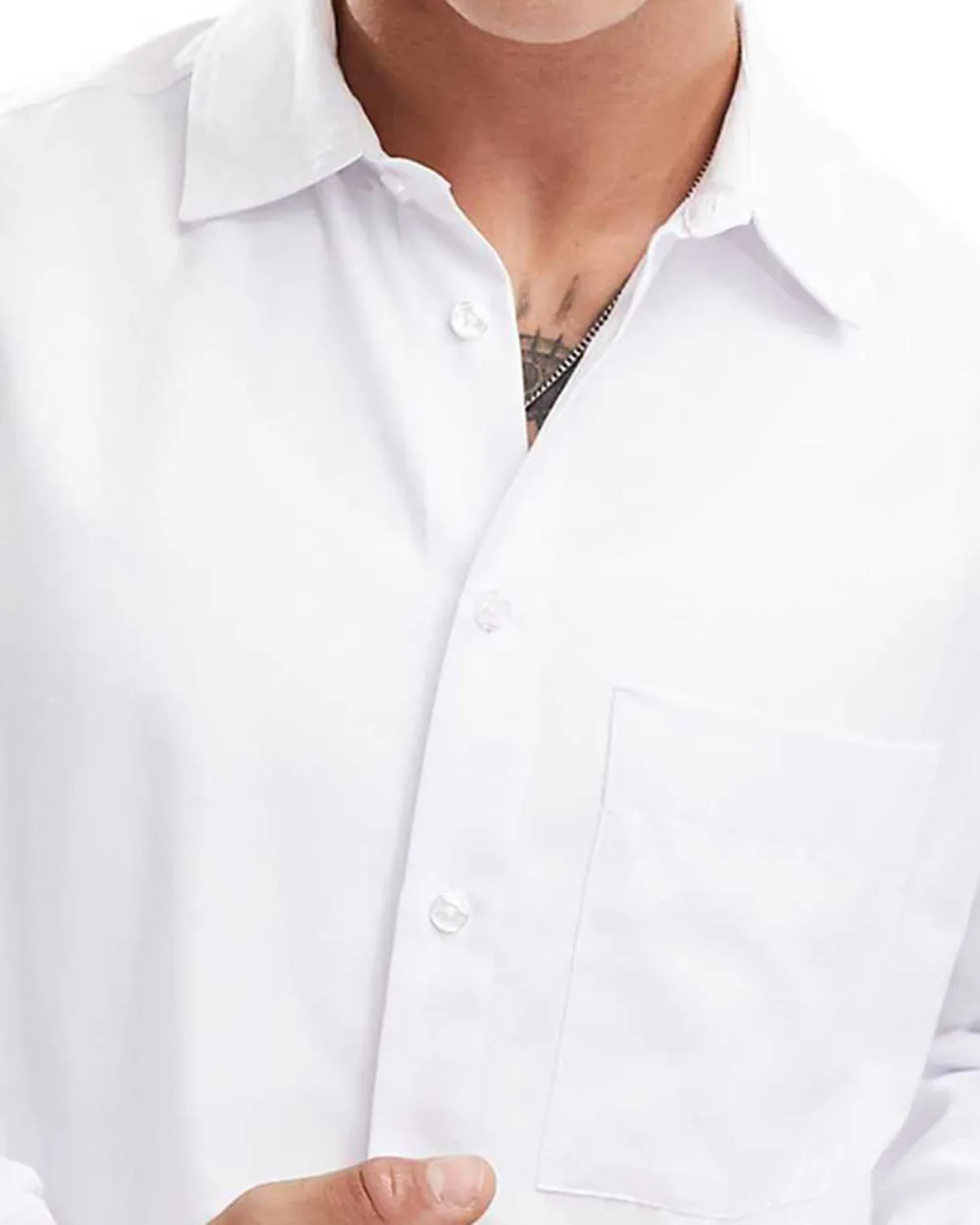 Oversized Oxford Shirt With Pocket In White