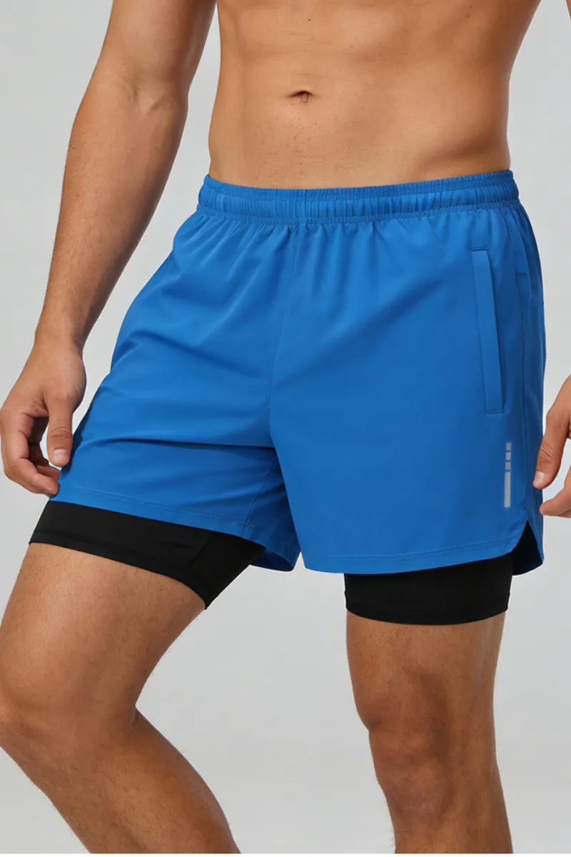 Drawstring Dual Layer Lightweight Athletic Shorts