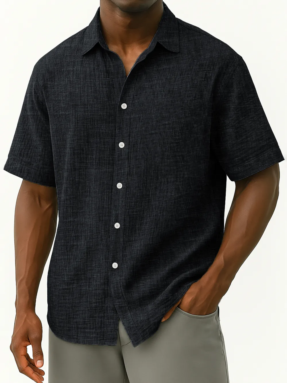 Everyday Linen Blend Button Front Shirt