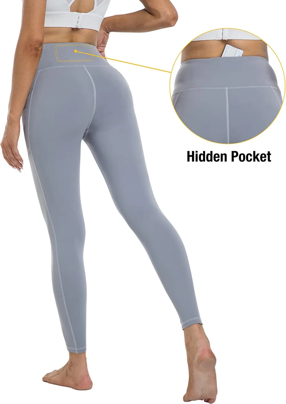 YOUNGCHARM 4 Pack Leggings with Pockets for Women,High Waist Tummy Control Workout Yoga Pants