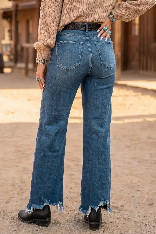 High Waist Relaxed Fit Flared Cropped Casual Jeans