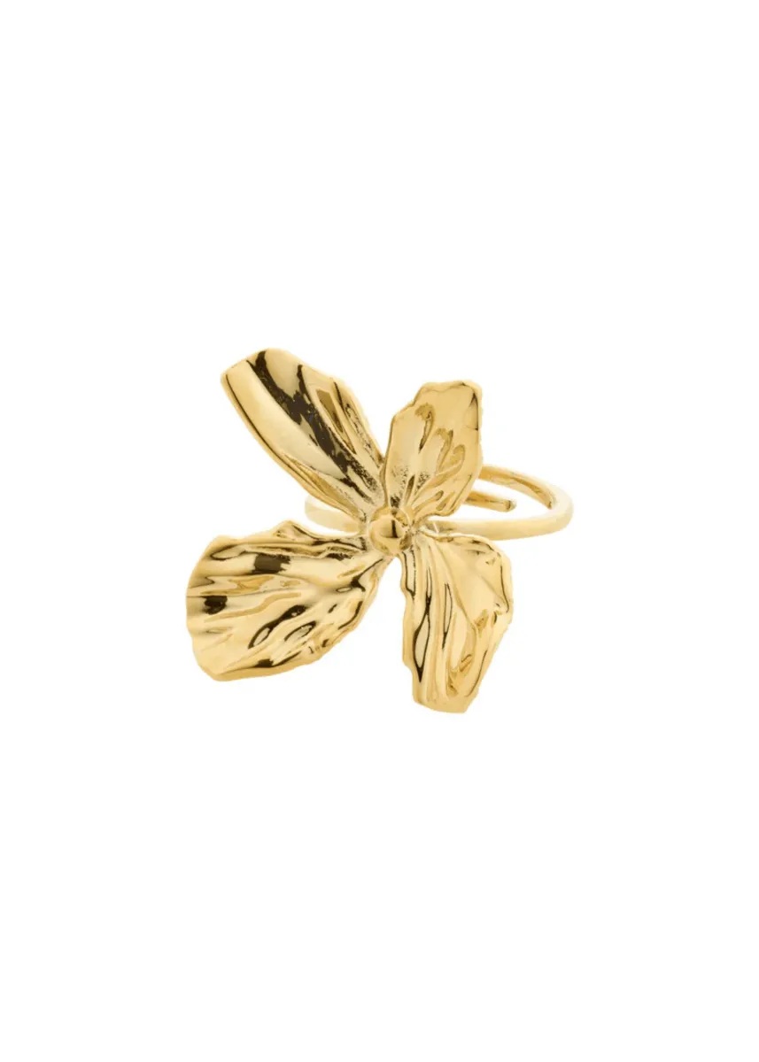Sculpted Floral Adjustable Ring