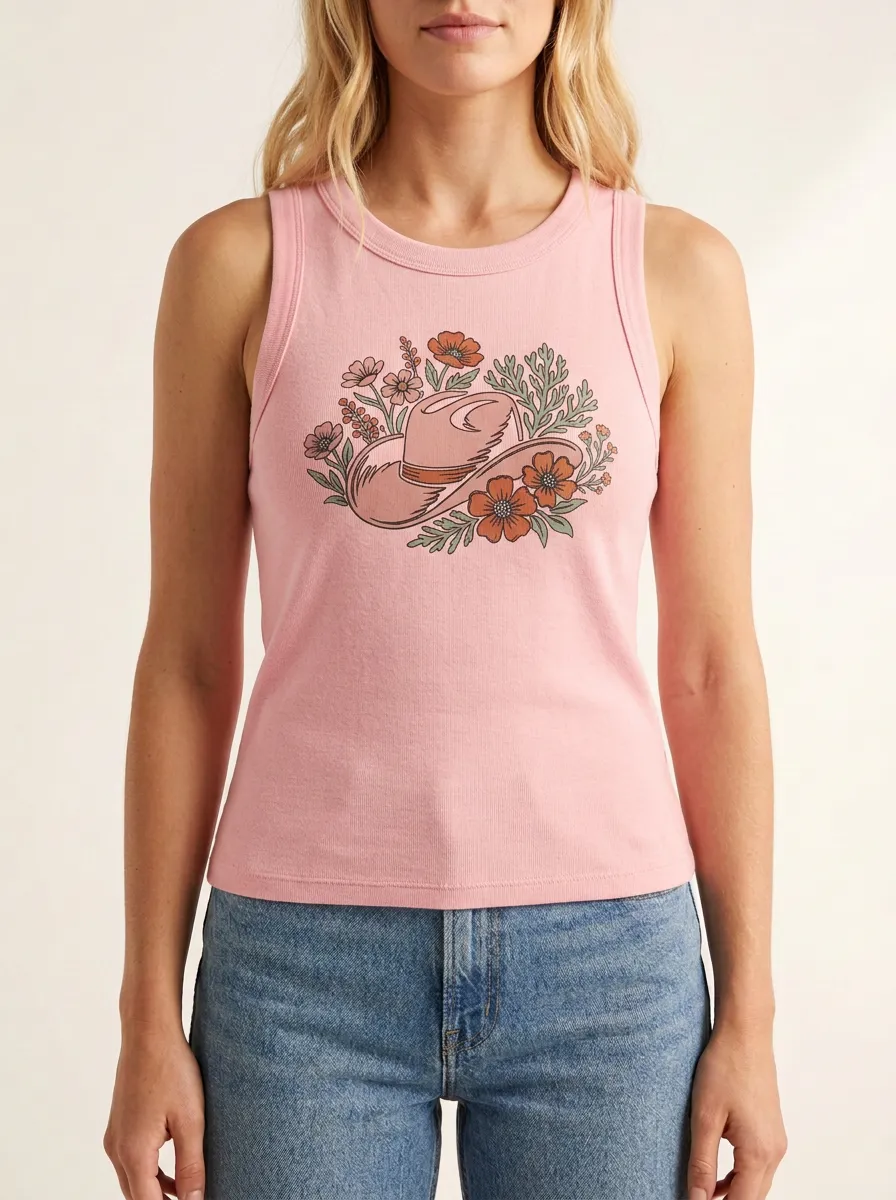 Celestial Floral Built-In Bra Tank Top