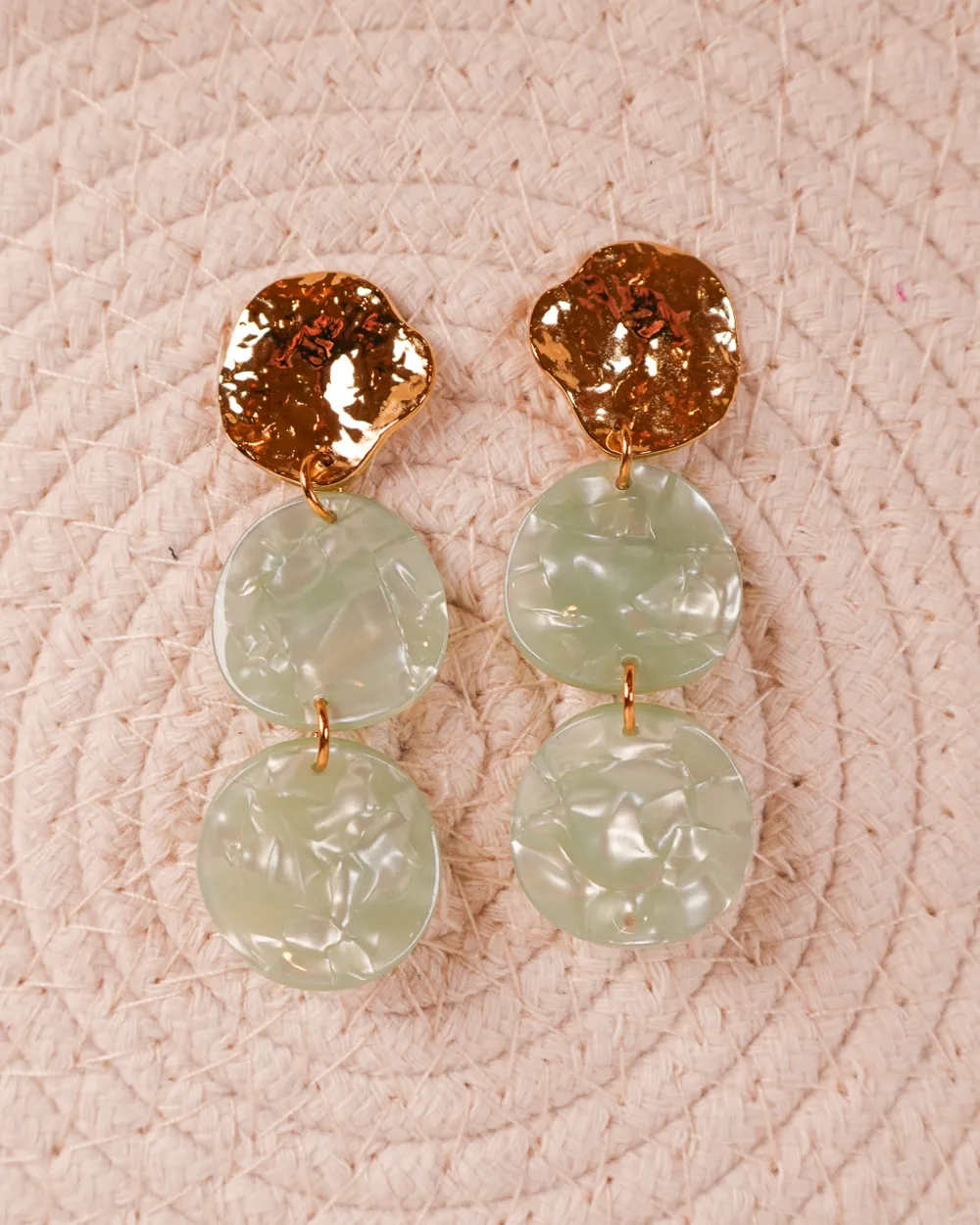 Leafy Disc Drop Earrings