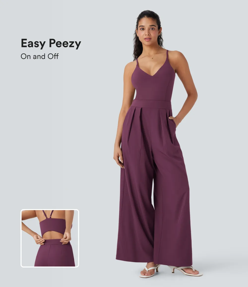 Breezeful Wide Leg Quick Dry Casual Slip Jumpsuit with Pockets-Easy Peezy Edition