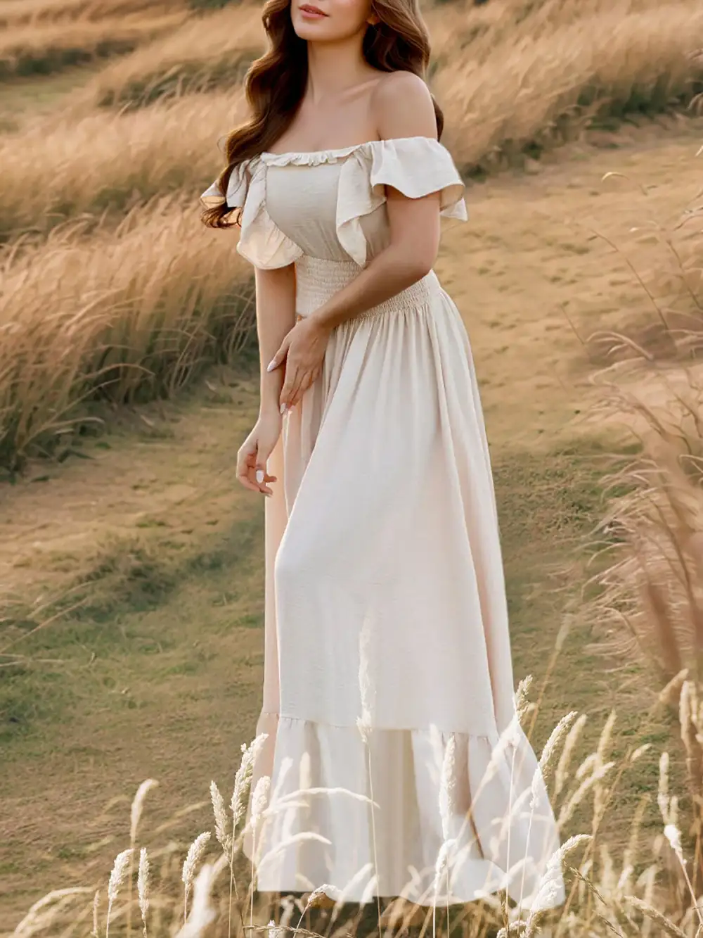 Off-Shoulder Ruffled Maxi Dress