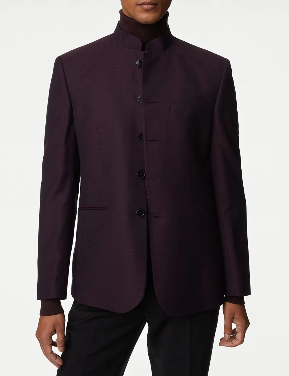Black Textured Jacquard Jacket