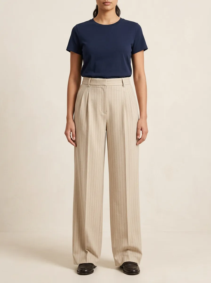 Office Pinstripe High Rise Wide Leg Pants