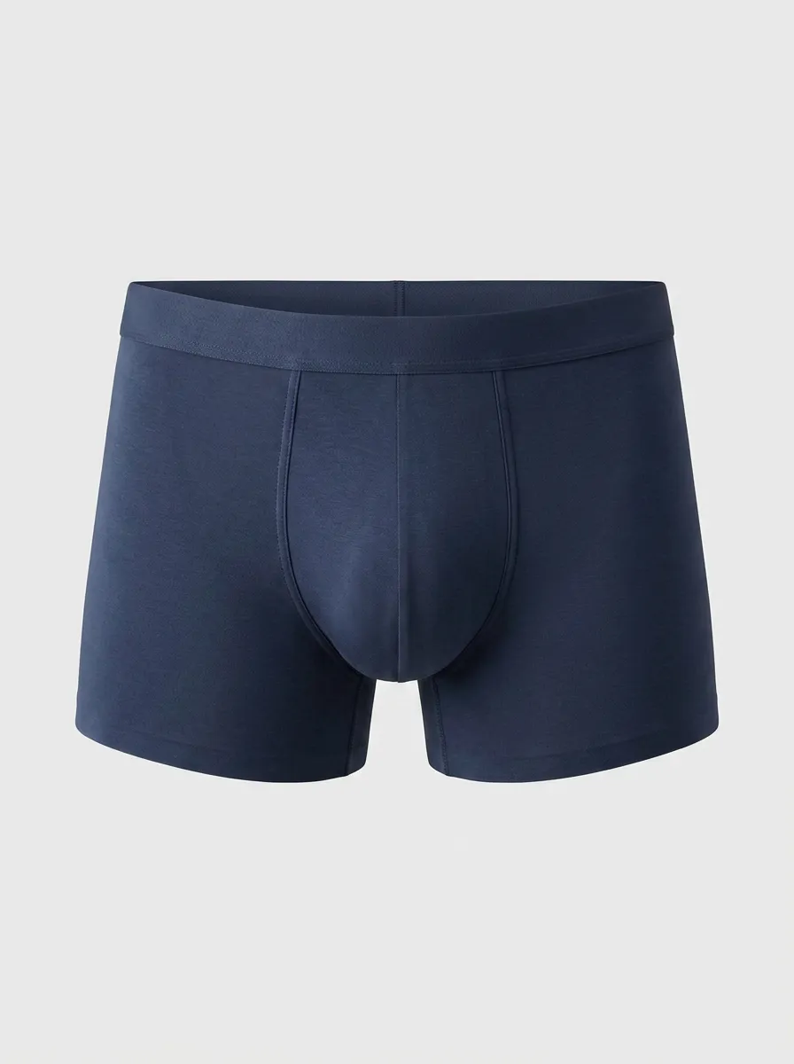 Men's Solid Navy Blue Minimalist Printed Boxer Briefs