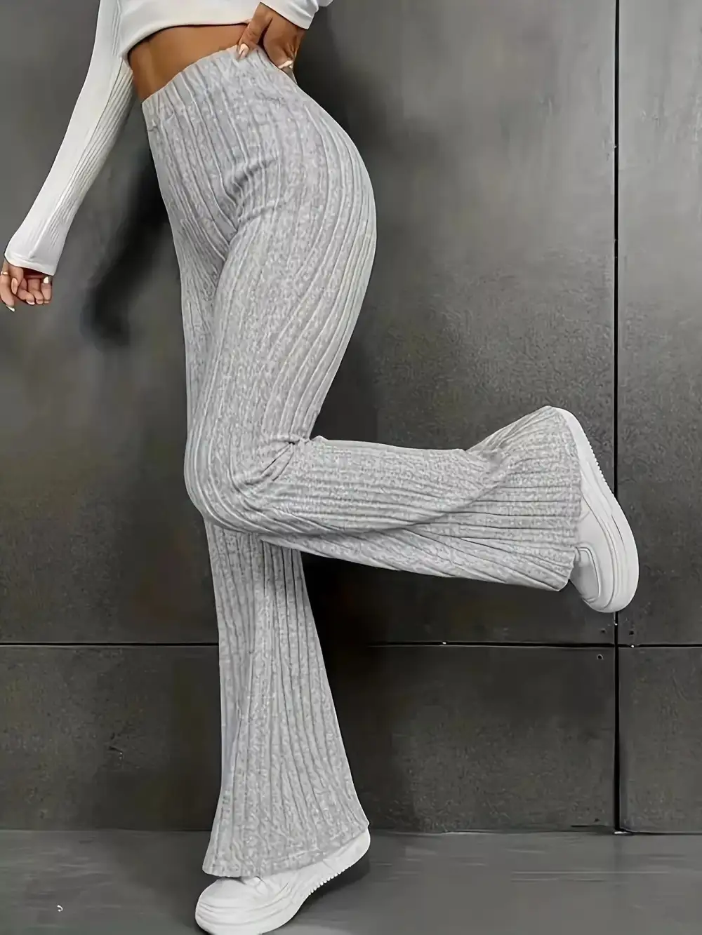 Flare High Waist Ribbed Pants