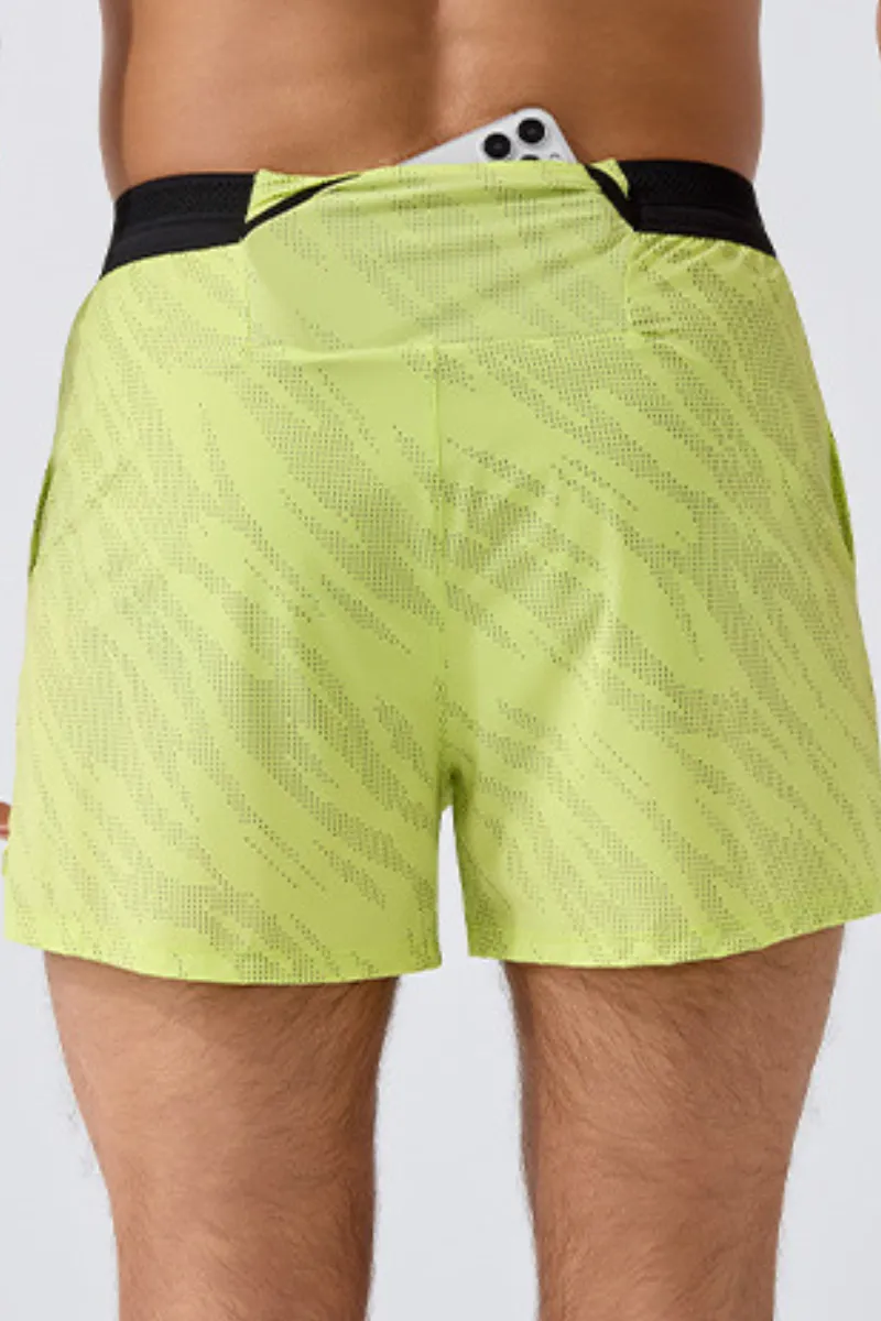 Storage Pocket Dual Layer Reflective Detail Athletic Shorts