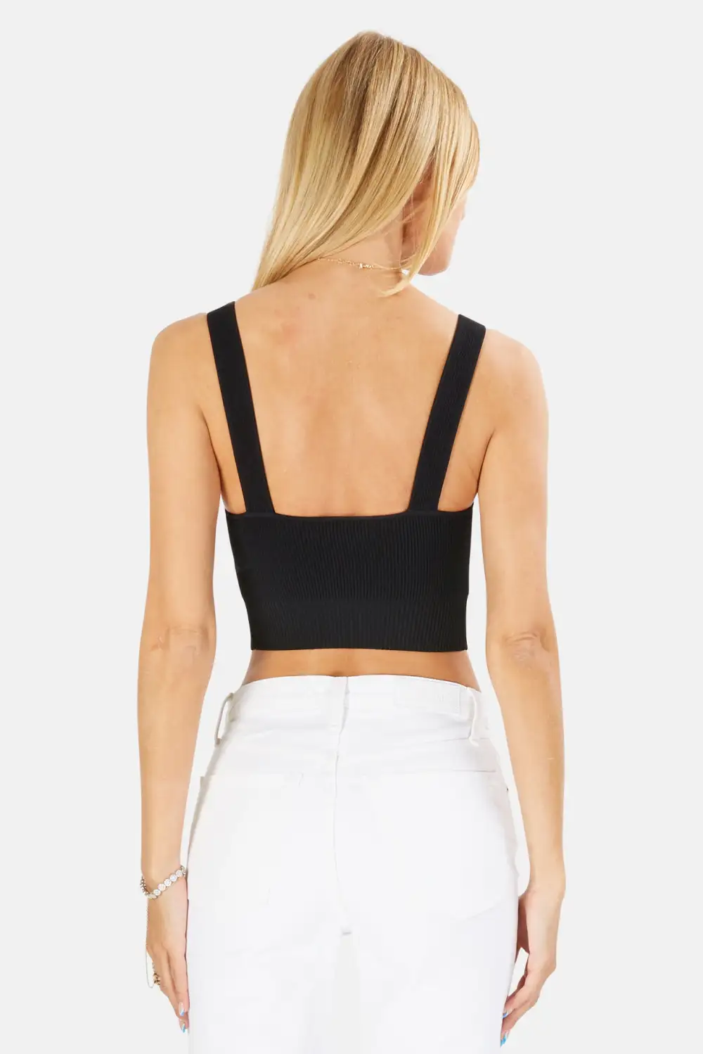 V-Neck Ribbed Cropped Tank Top