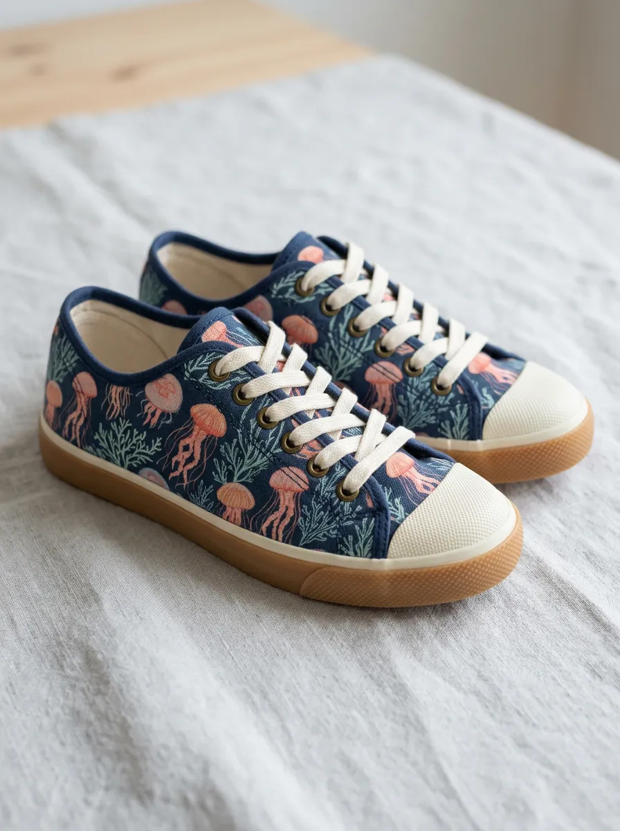 Unisex Street Ocean Lover Jellyfish Patterned Canvas Shoes