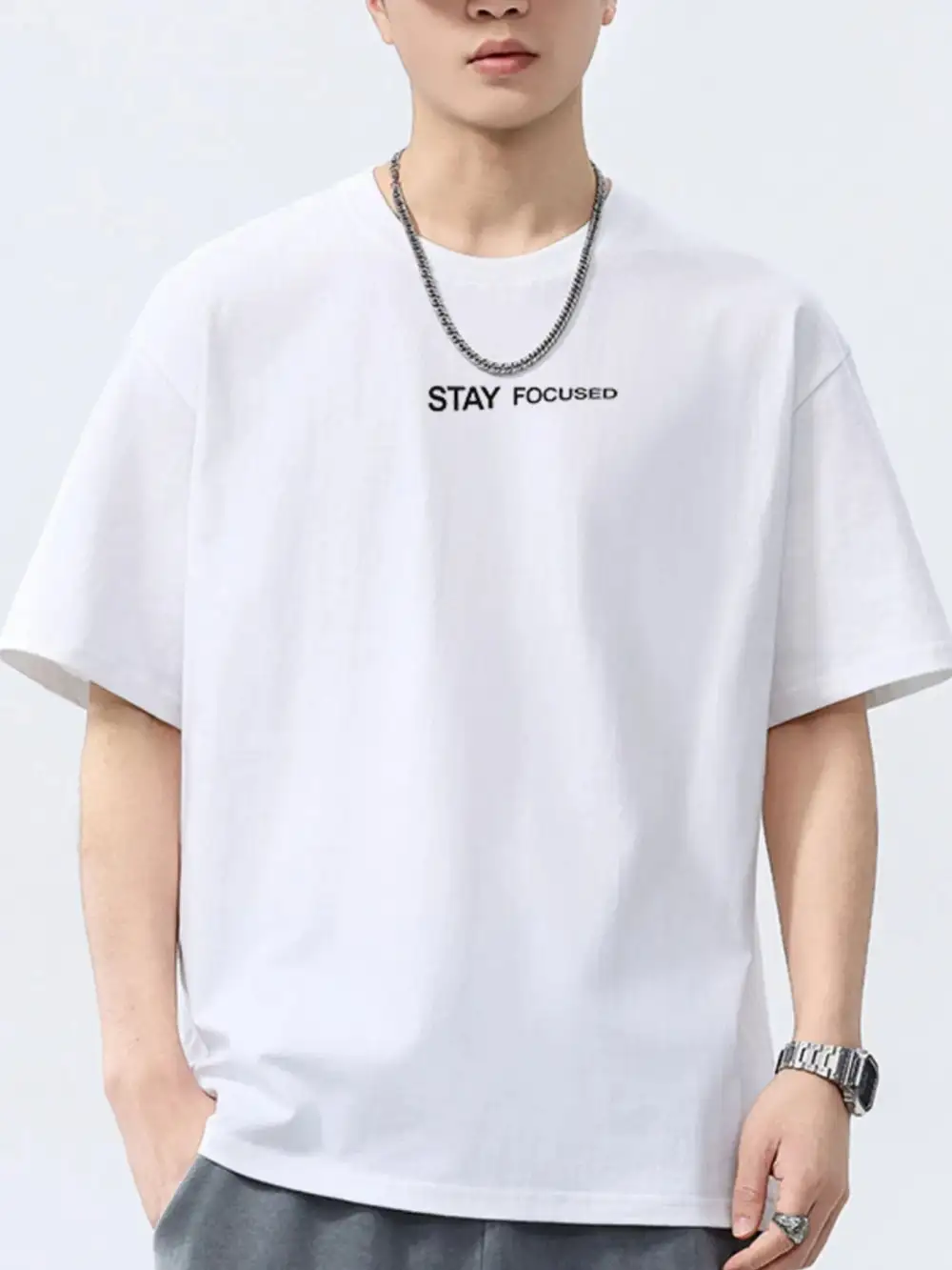 Letter Round-Neck Short-Sleeve T-Shirt