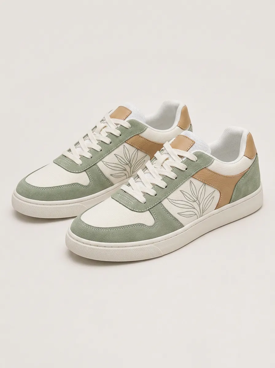 Men's Clean Botanical Leaf Minimalist Patterned Graphic Skate Shoes