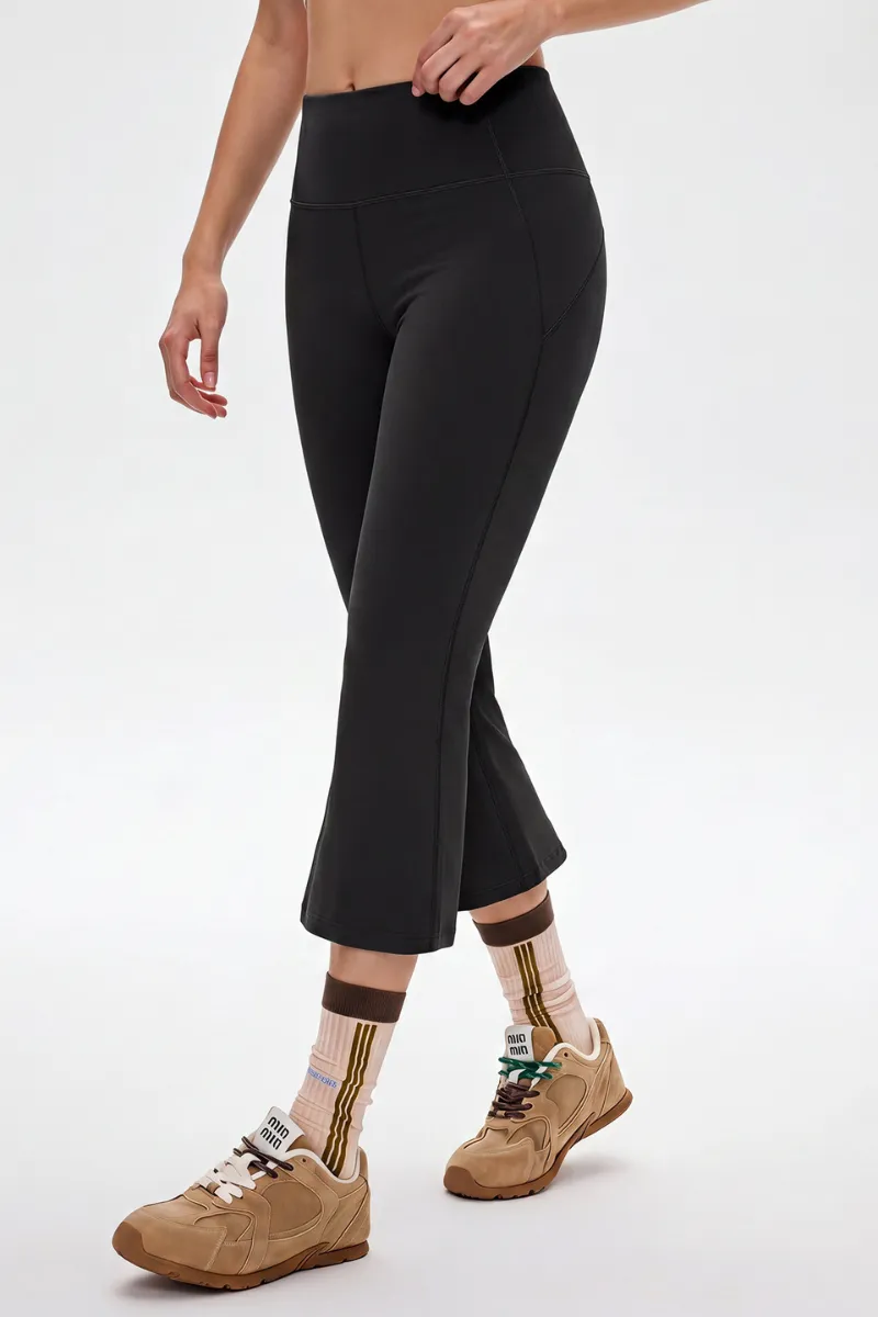 High-Waist Flared Capri Trousers