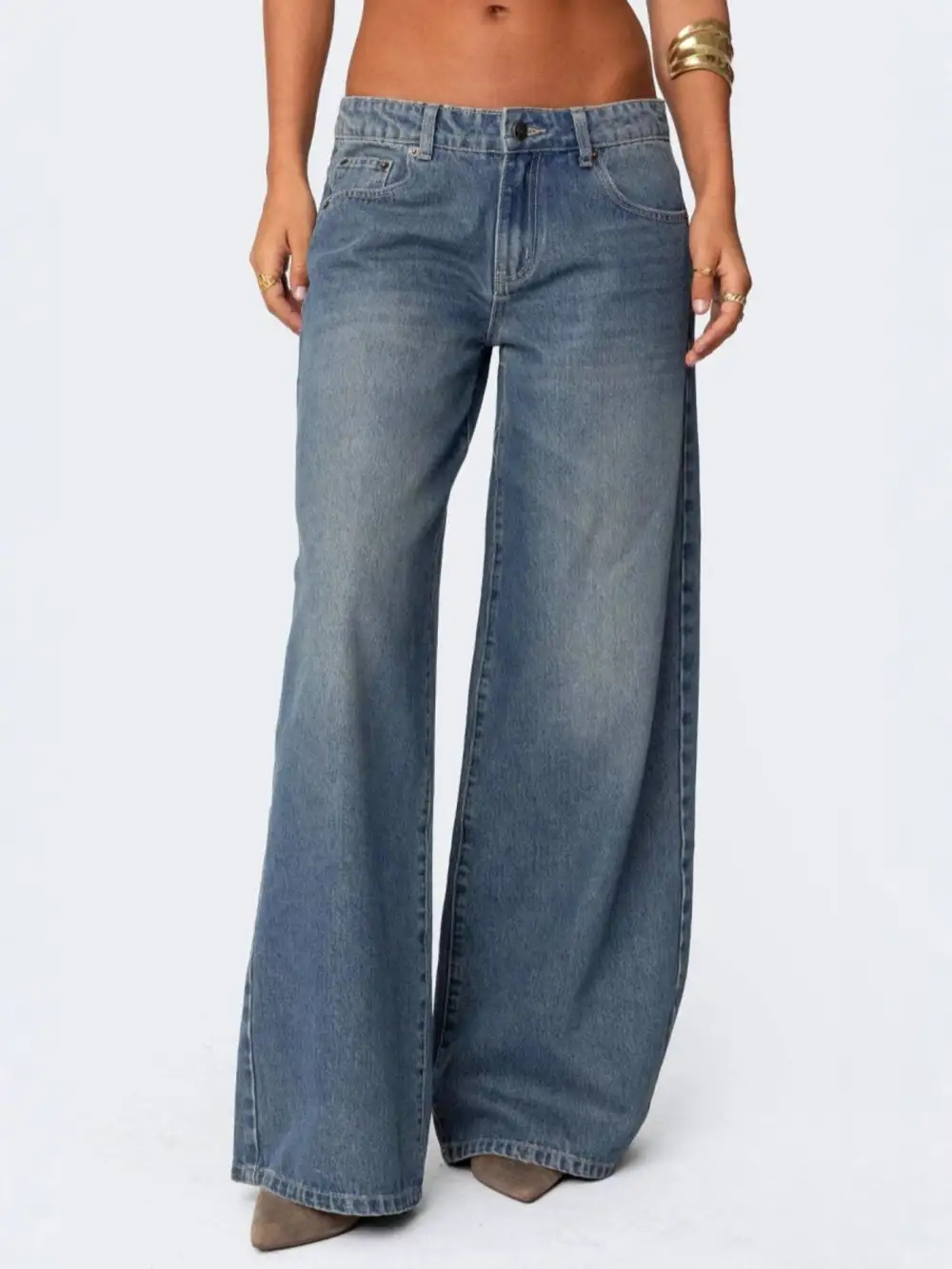 Wide Leg Stretch Cropped Jeans