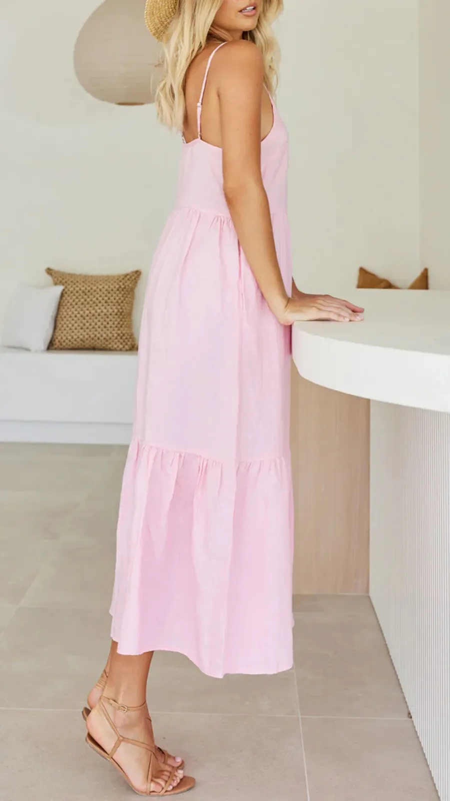 Loose Fluffy Long Suspender Maxi Dress
