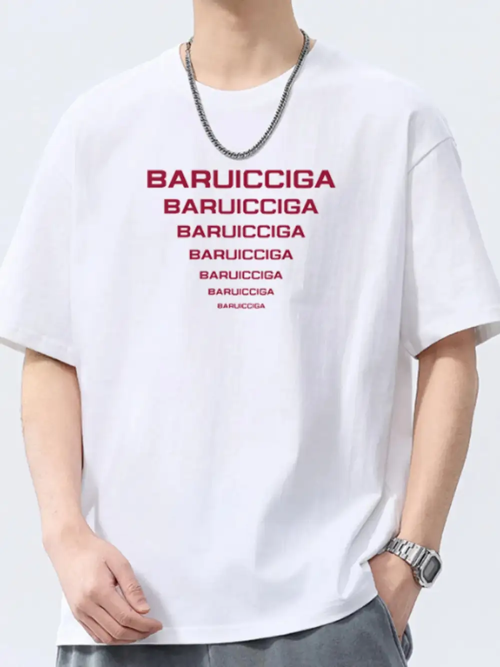 Cotton Letter Round-Neck Short-Sleeve T-Shirt