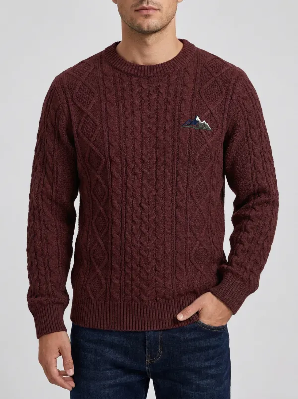 Men's Charcoal Grey Mountain Cable Knit Sweater