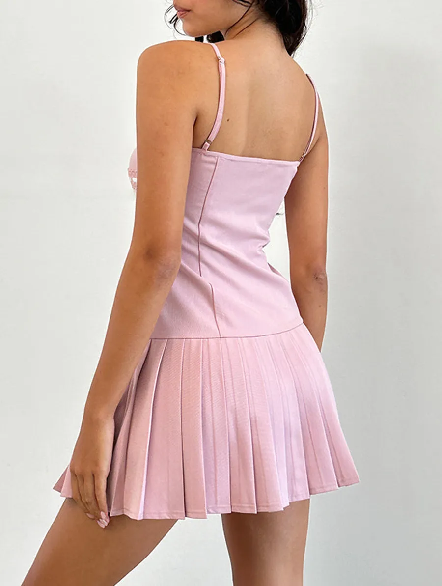 Dress In Dusky Pink With White Binding