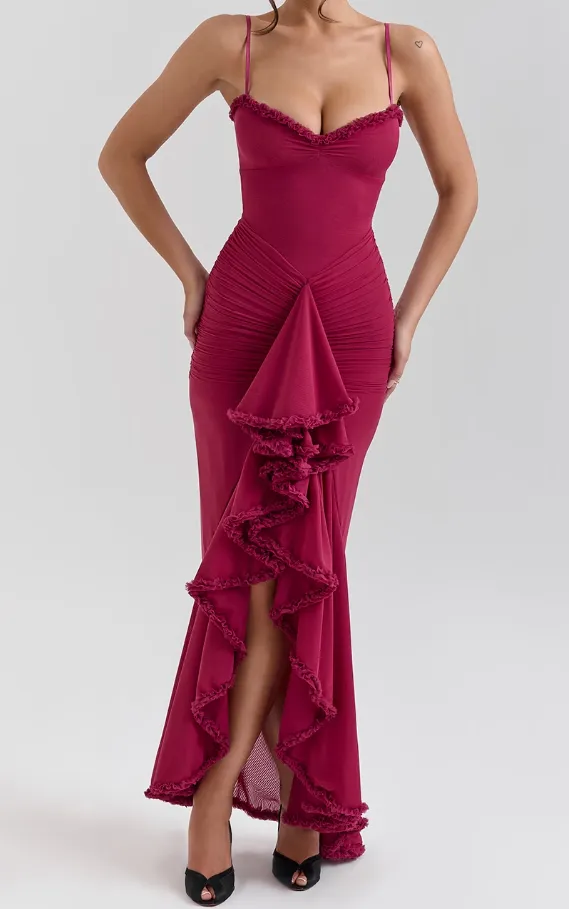 Lace Ruched Midi Dress