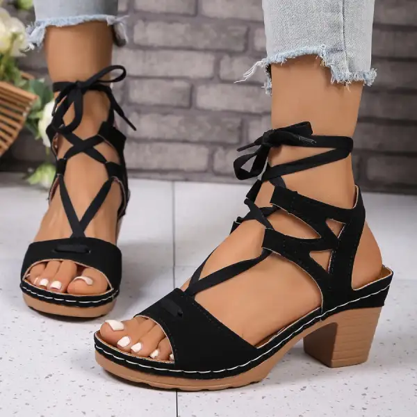 Lace-up Block Heel Sandals