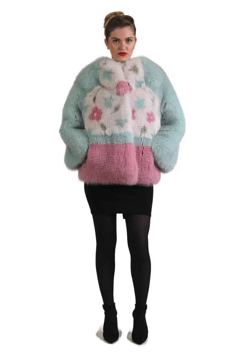 Multicolored Fox Fur coat