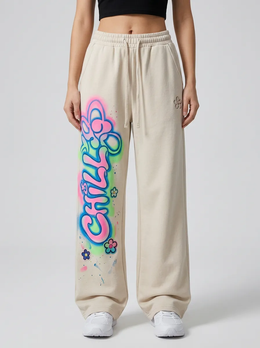 Women's Streetwear Chill Graffiti Flower Printed Sweatpants
