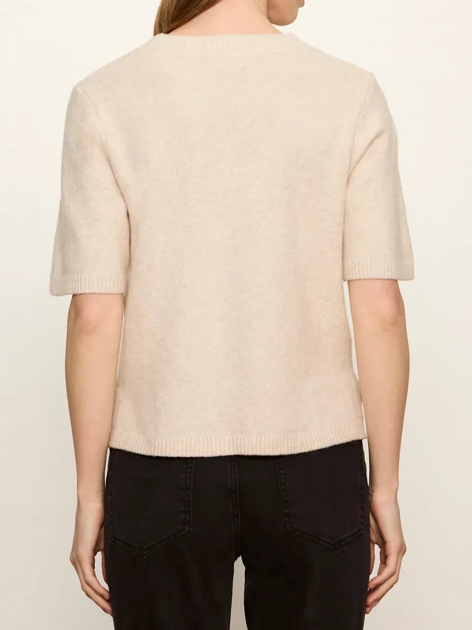 Relaxed Cotton Crew Neck Short Sleeve Sweater