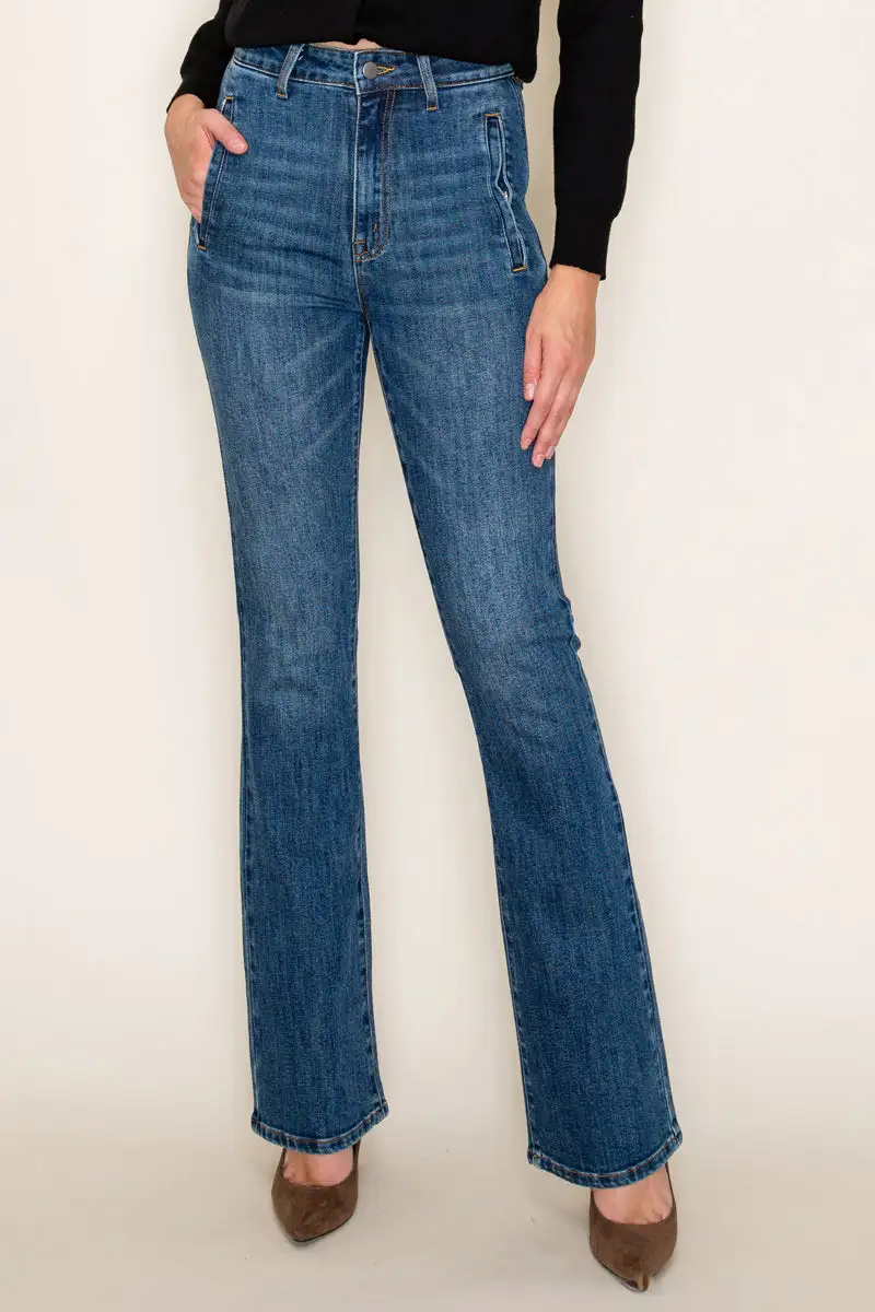 Women's High Rise Wide Leg Stretch Denim Jeans