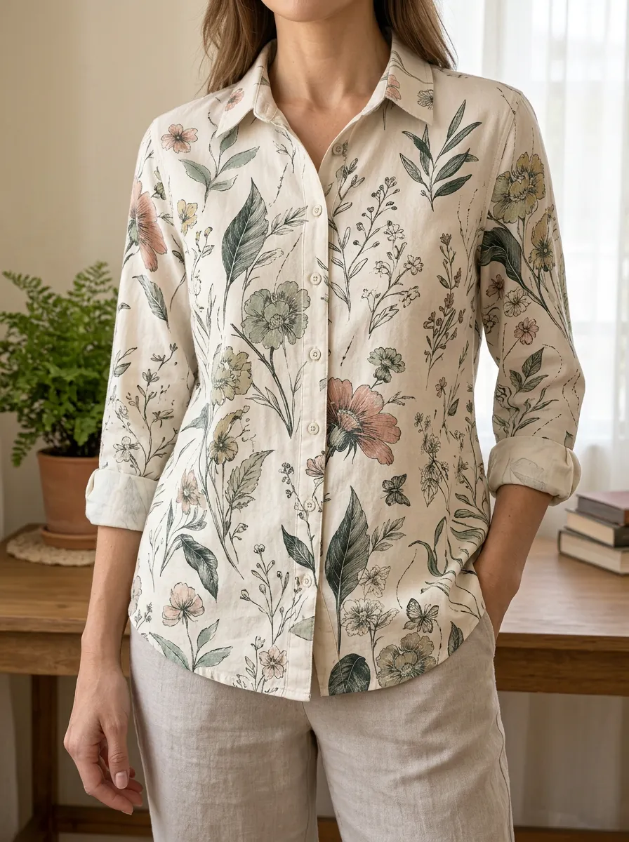 Women's Meadow Botanical Garden Floral Shirt