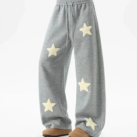 Star Print Wide Leg Casual Pants