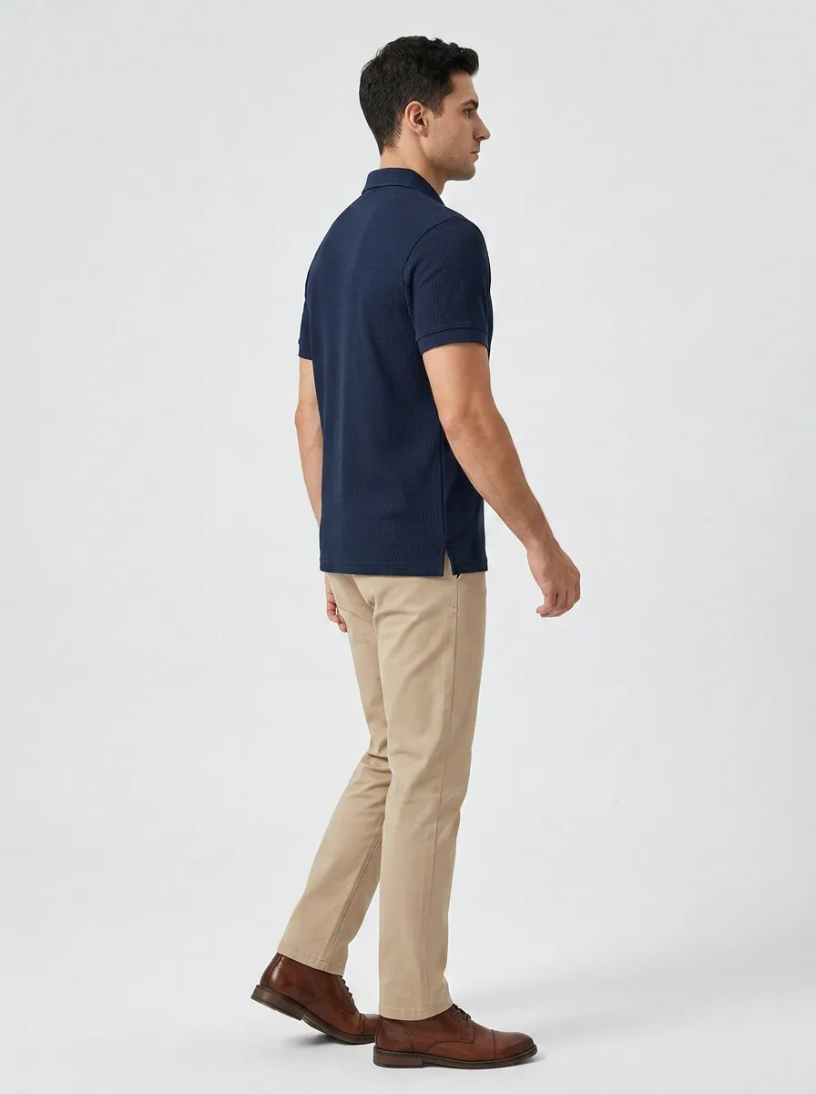 Refined Layered-Detail Men's Polo Shirt