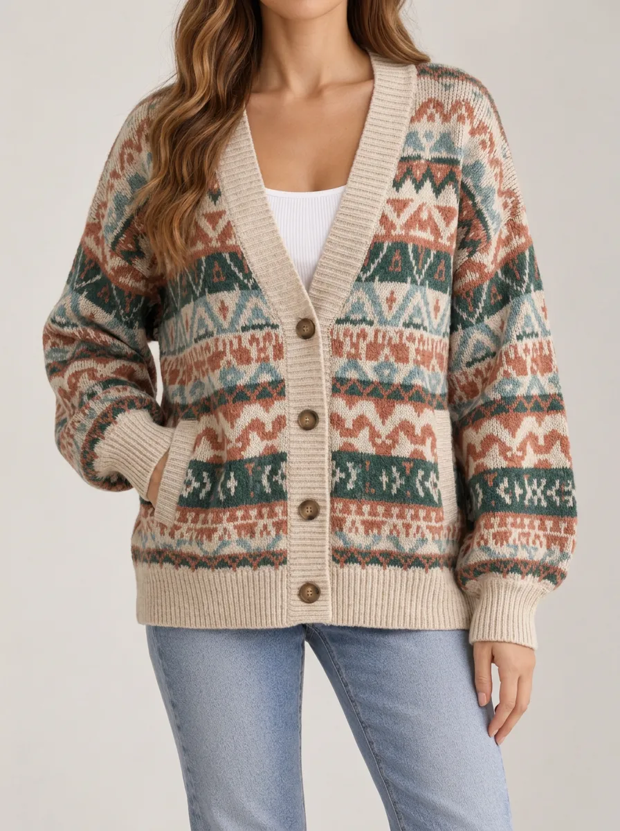Easygoing V Neck Button Front Women's Casual Knit Cardigan