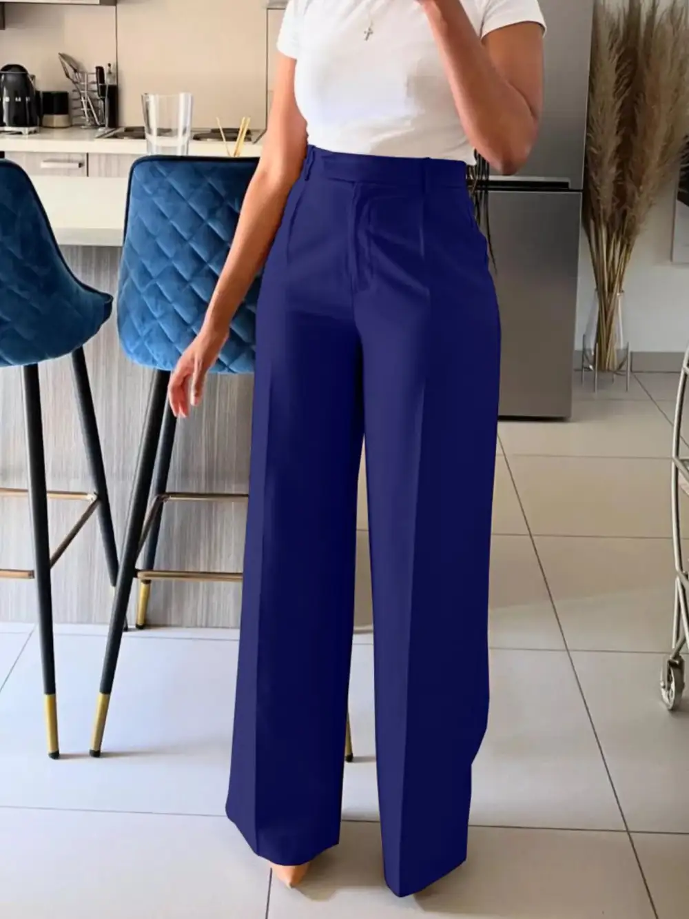 Refined High Waisted Wide Leg Pants
