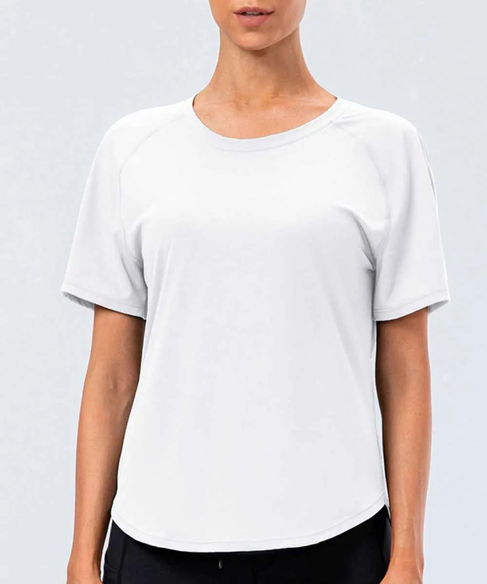 Round Neck Raglan Sleeve Active Tee