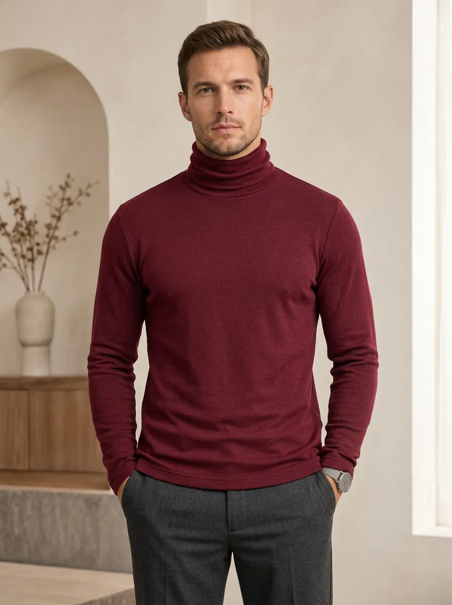 Men's Everyday Turtleneck Casual Long Sleeve Top