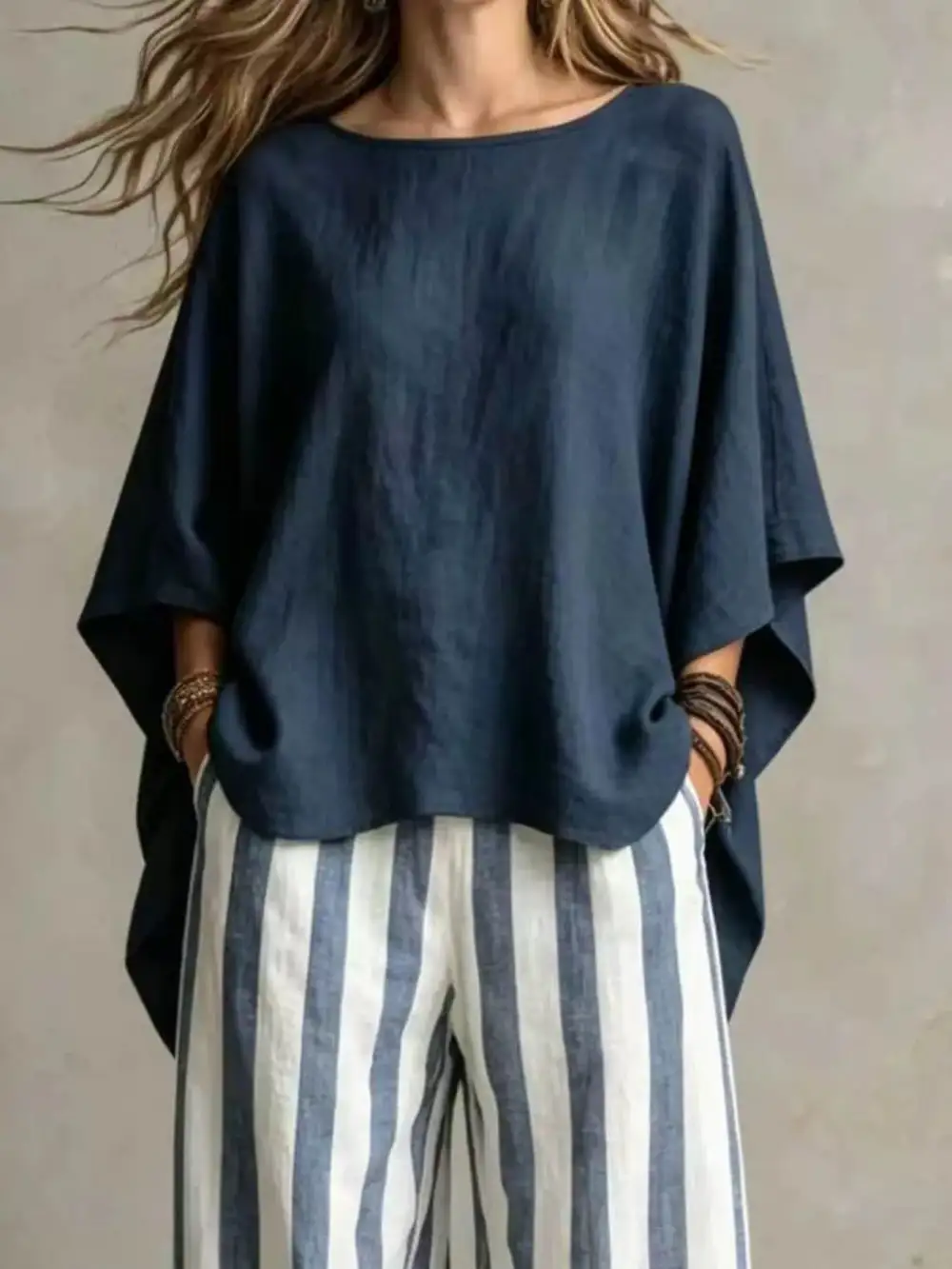 Full Size Solid Color Top and Pants Set Plus
