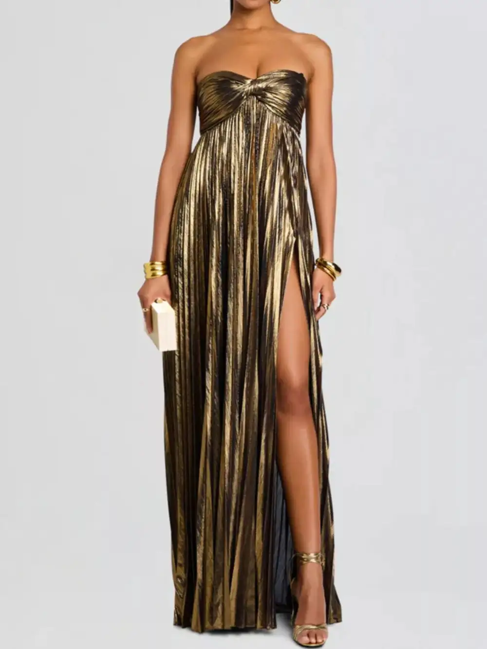 Side Slit Maxi Tie Detail Dress