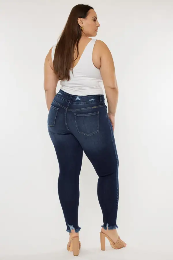 High Waist Raw Hem Jeans