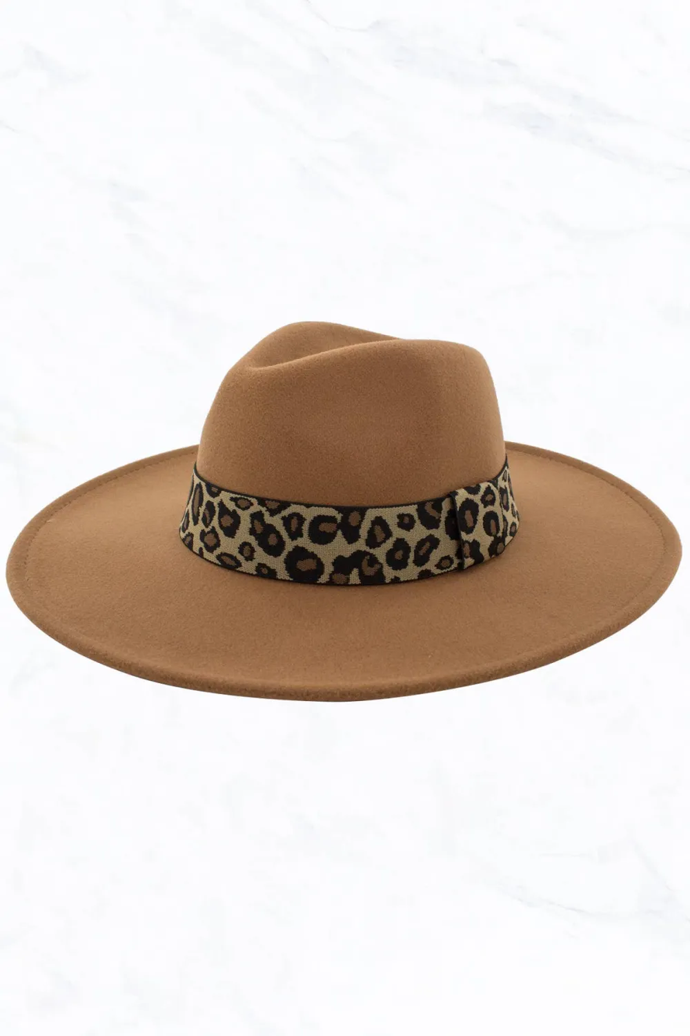 Big Brim Peach Heart Top Jazz Hat Wide Leopard Belt