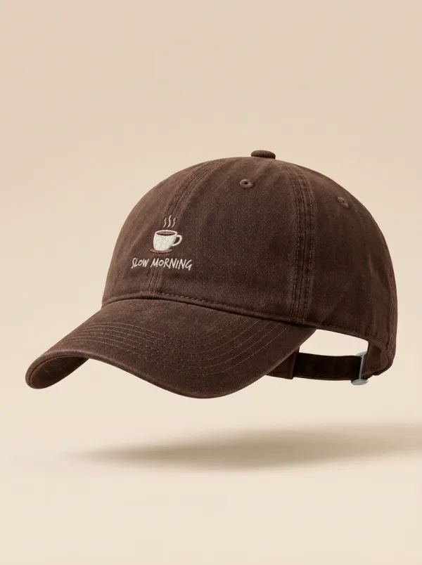 Everyday Coffee-Lover Slow-Morning Embroidered Unisex Baseball Cap