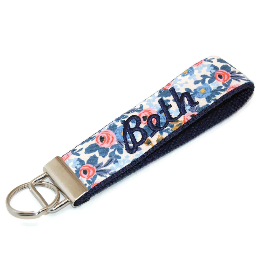 Floral Or Phrase Graphic Keychain