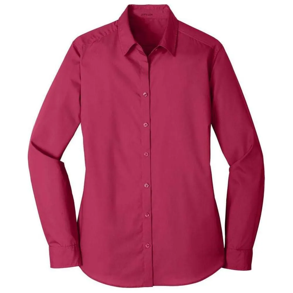 Women's Long-Sleeve Lightweight Cotton-Blend Poplin Shirt