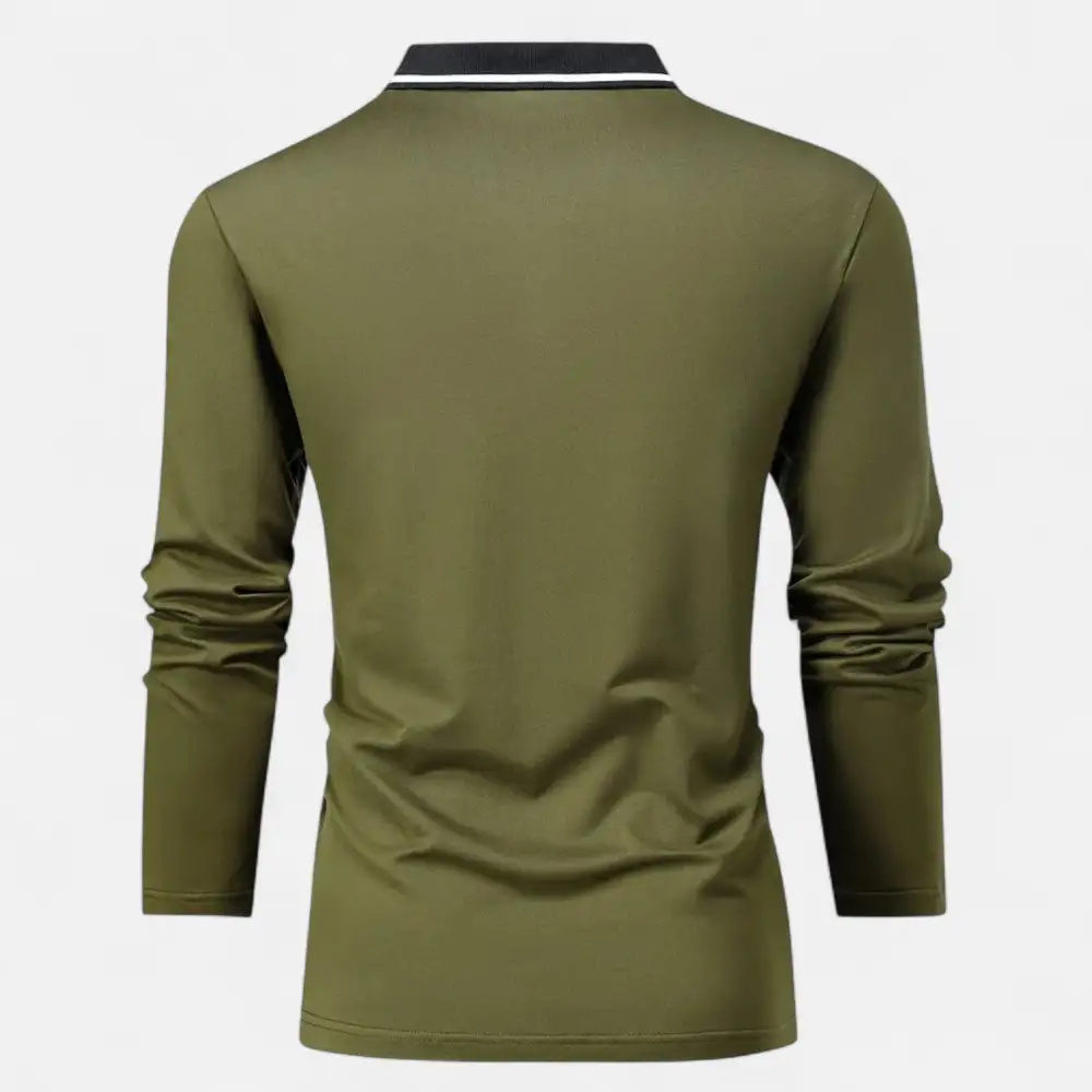 Rugby Style Breathable Long Sleeve Polo Shirt