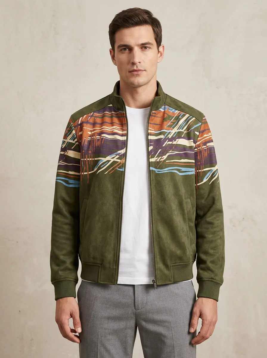 Abstract Print Bomber Jacket